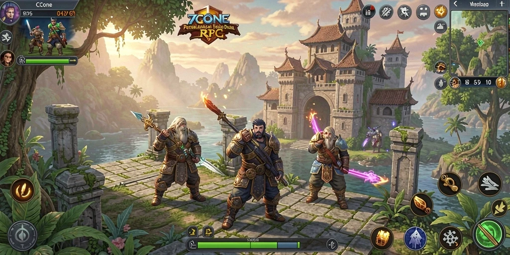 Screenshot gameplay menampilkan pertarungan seru dalam dunia RPG.