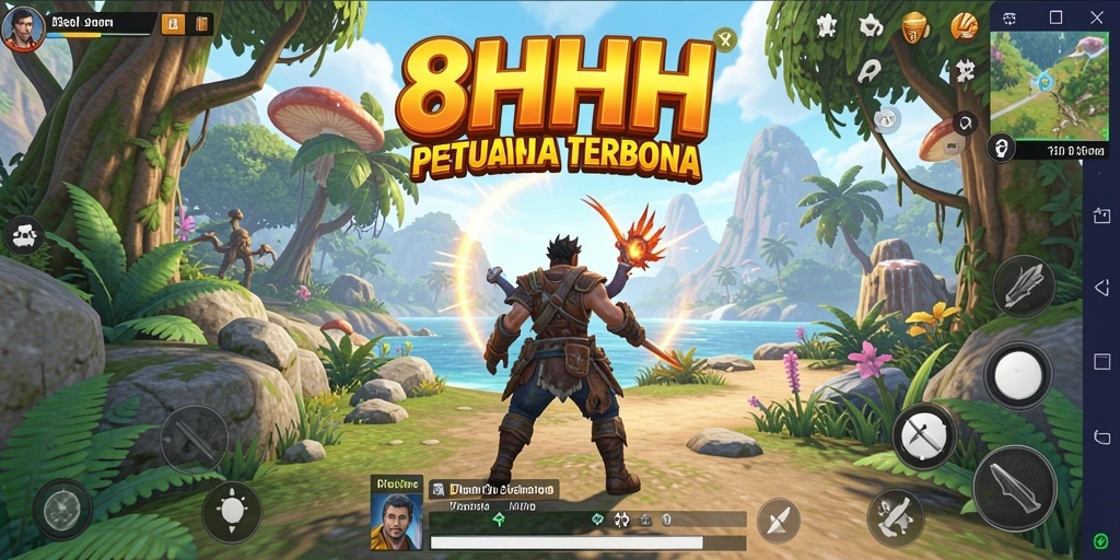 Tangkapan layar gameplay <strong>8HHH</strong> menampilkan petualangan seru di dunia terbuka.