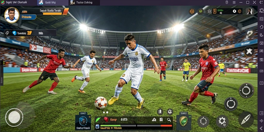 Tampilan gameplay mendebarkan dalam API77 dengan grafik sepak bola yang luar biasa.