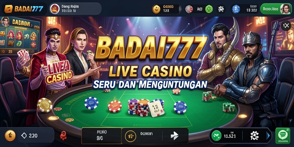 Tampilan permainan blackjack langsung di BADAI777 dengan dealer profesional.