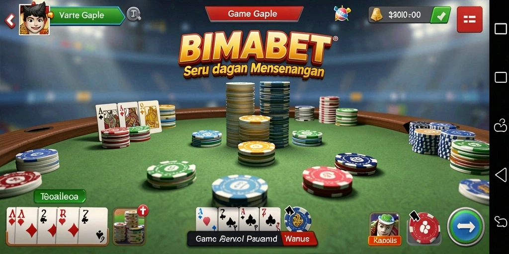 Tampilan gameplay seru dalam aplikasi Gaple BIMABET.