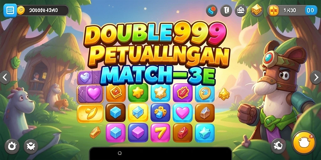 Screenshot menampilkan serunya gameplay Match-3 di DOUBLE999.