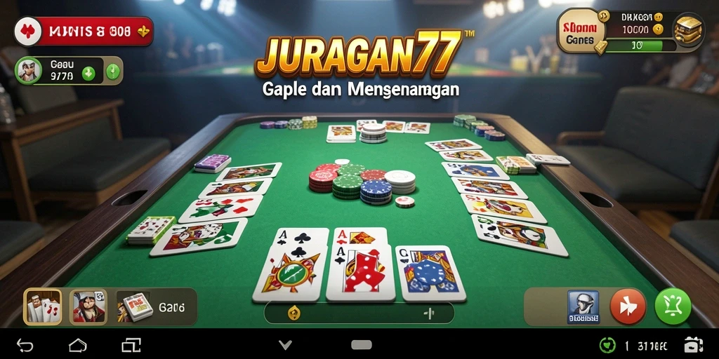 Screenshot JURAGAN77 menampilkan gameplay Gaple yang seru dan interaktif.