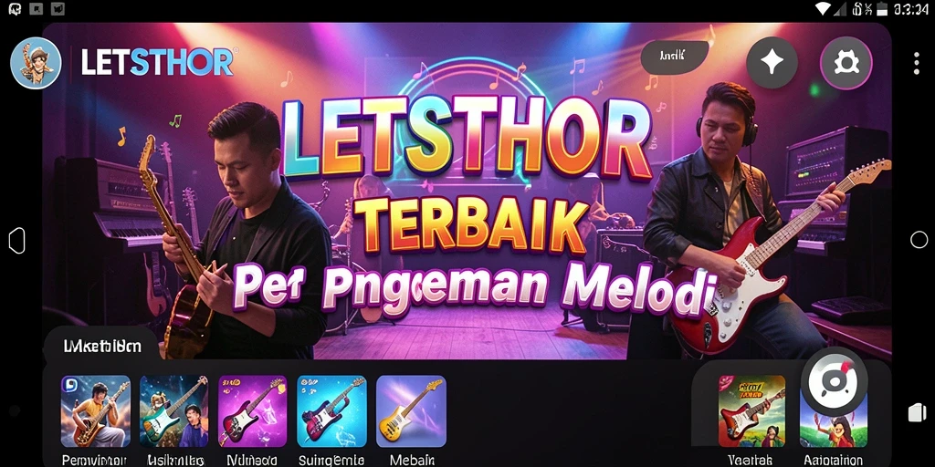 Tampilan aplikasi LETSTHOR dengan gameplay musik yang interaktif.