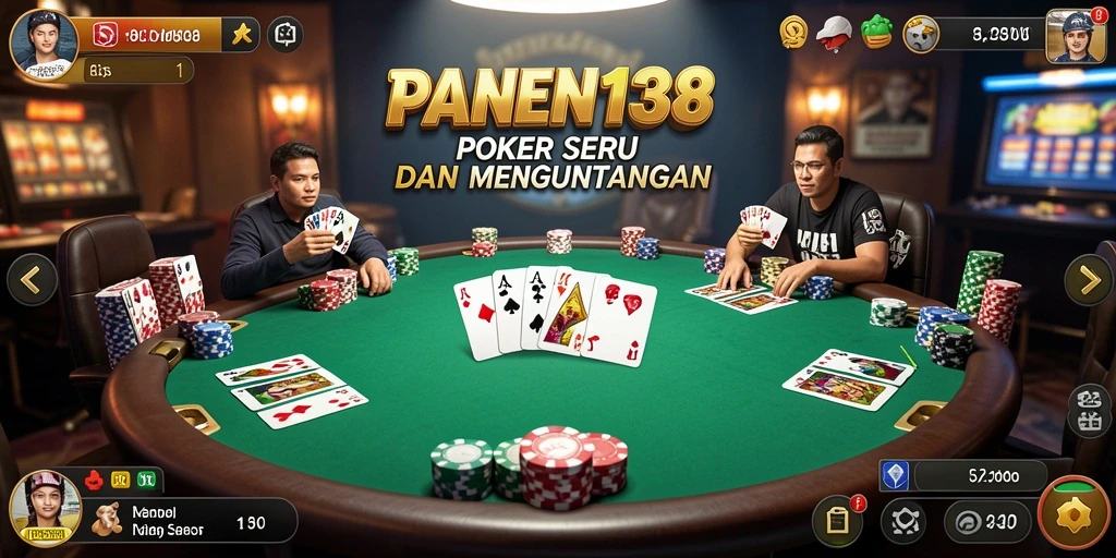Tampilan gameplay menarik dari PANEN138 yang menghadirkan suasana poker yang nyata.