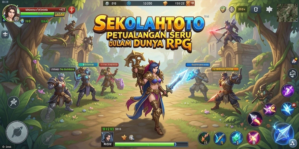 Tampilan gameplay menarik di dunia fantasi RPG SEKOLAHTOTO.