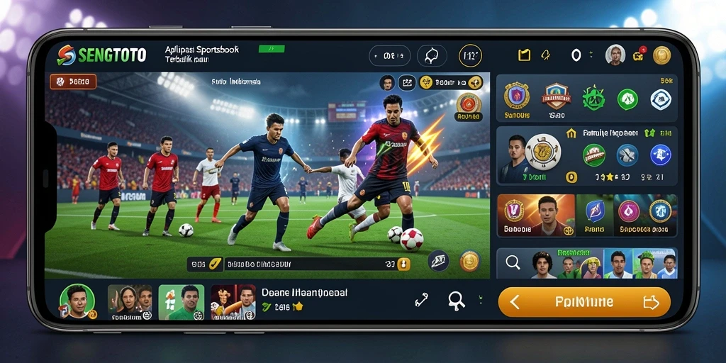 Screenshot utama SENGTOTO menampilkan suasana taruhan olahraga yang dinamis.