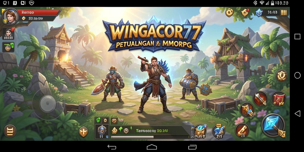 Screenshot gameplay <strong>WINGACOR77</strong> menampilkan pertarungan epik di dunia fantasi.